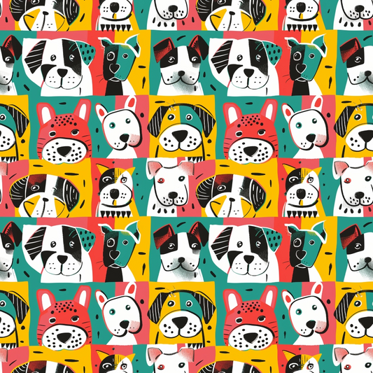 Posing Dogs Pattern 3 Quilting Cotton Fabric