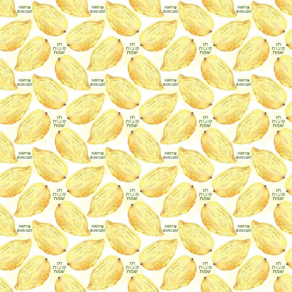 Watercolor Happy Sukkot Pattern 6 Quilting Cotton Fabric