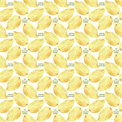 Watercolor Happy Sukkot Pattern 6 Quilting Cotton Fabric