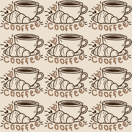 Handdrawn Coffee Brown Pattern 3 Quilting Cotton Fabric
