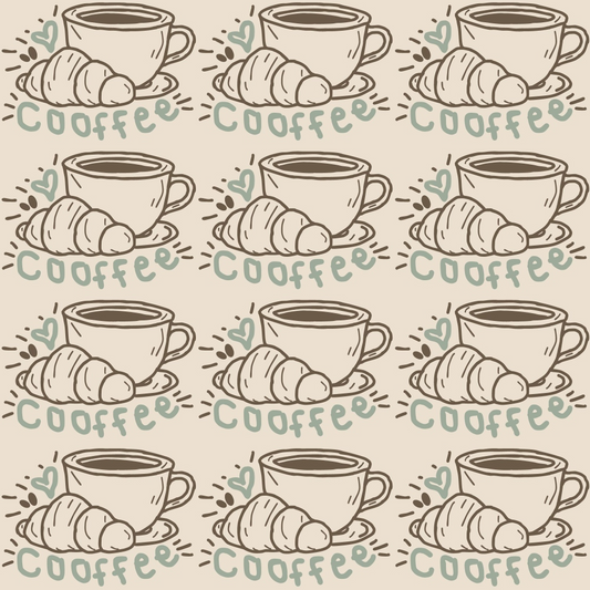 Handdrawn Coffee Pattern 7 Quilting Cotton Fabric