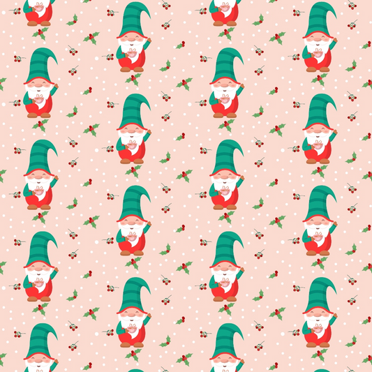 Pink Christmas Gnomes Pattern 3 Quilting Cotton Fabric