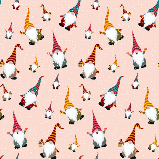 Pink Christmas Gnomes Pattern 6 Quilting Cotton Fabric