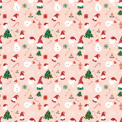 Pink Christmas Gnomes Pattern 12 Quilting Cotton Fabric