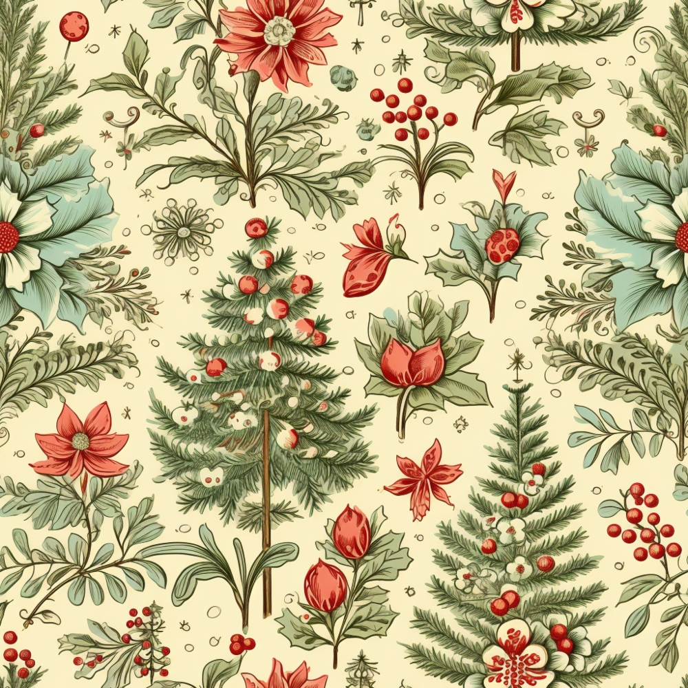 Vintage Christmas Pattern 2 Quilting Cotton Fabric