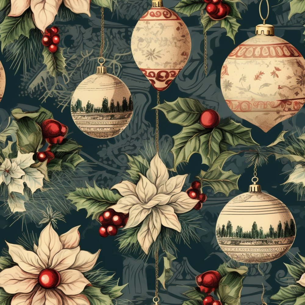Vintage Christmas Pattern 3 Quilting Cotton Fabric