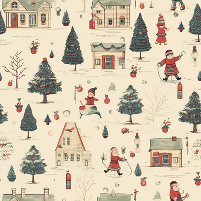 Vintage Christmas Pattern 7 Quilting Cotton Fabric