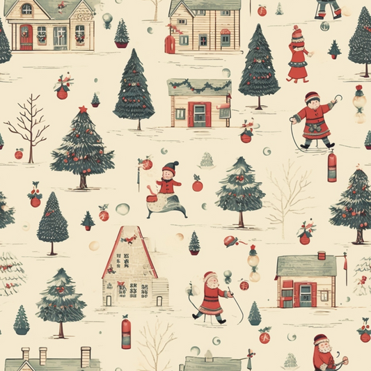 Vintage Christmas Pattern 7 Quilting Cotton Fabric