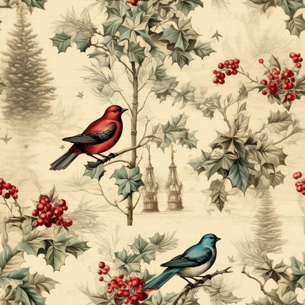 Vintage Christmas Pattern 11 Quilting Cotton Fabric