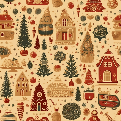 Vintage Christmas Pattern 13 Quilting Cotton Fabric