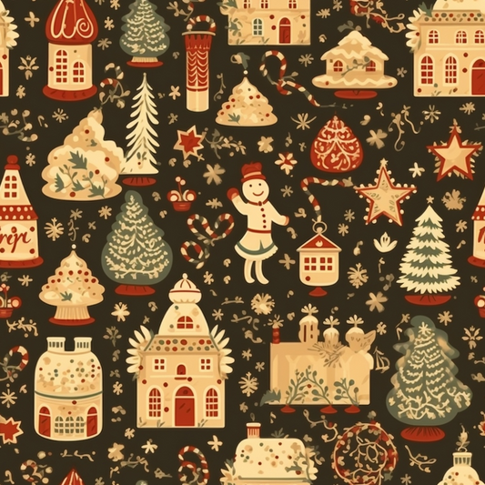 Vintage Christmas Pattern 14 Quilting Cotton Fabric