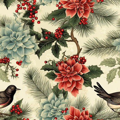 Vintage Christmas Pattern 17 Quilting Cotton Fabric