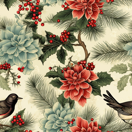 Vintage Christmas Pattern 17 Quilting Cotton Fabric