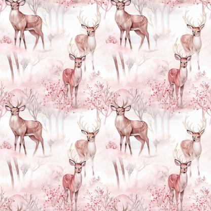 Vintage Pink Christmas Pattern 4 Quilting Cotton Fabric