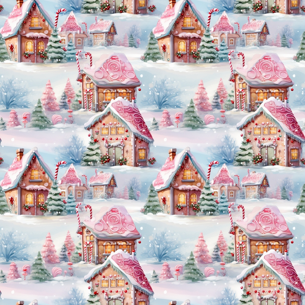 Vintage Pink Christmas Pattern 5 Quilting Cotton Fabric