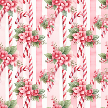 Vintage Pink Christmas Pattern 8 Quilting Cotton Fabric