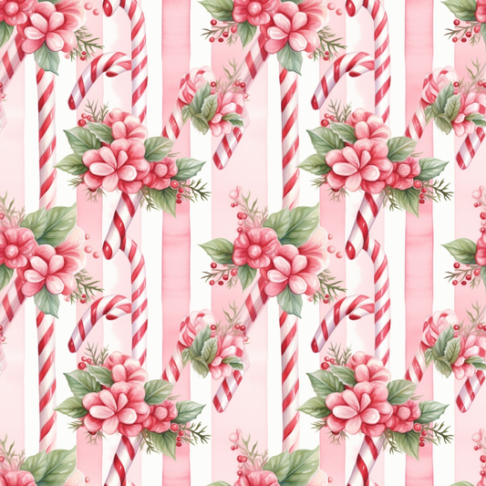 Vintage Pink Christmas Pattern 8 Quilting Cotton Fabric