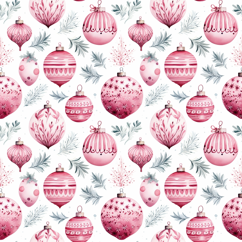 Vintage Pink Christmas Pattern 9 Quilting Cotton Fabric