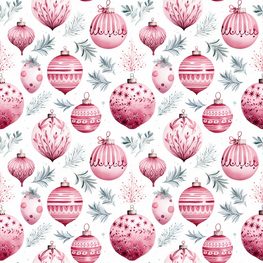 Vintage Pink Christmas Pattern 9 Quilting Cotton Fabric