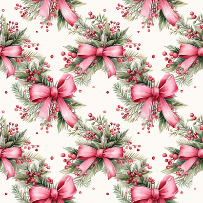 Vintage Pink Christmas Pattern 10 Quilting Cotton Fabric