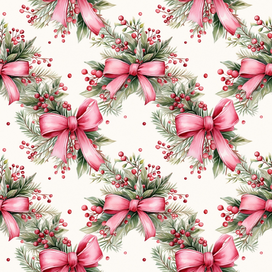Vintage Pink Christmas Pattern 10 Quilting Cotton Fabric