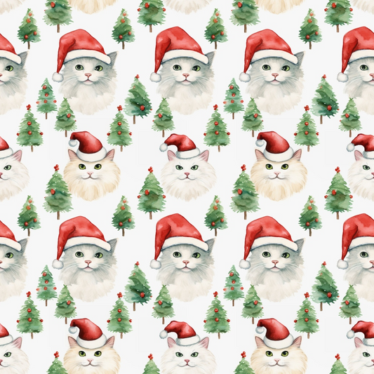 Christmas Santa Kitty Cats Pattern 2 Quilting Cotton Fabric