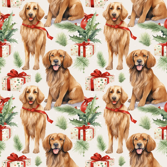 Christmas Santa Puppy Dogs Pattern 8 Quilting Cotton Fabric