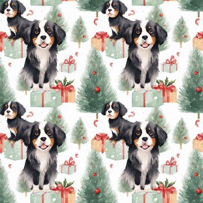 Christmas Santa Puppy Dogs Pattern 11 Quilting Cotton Fabric