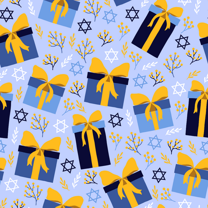Happy Festival of Lights Pattern 16 Blue Quilting Cotton Fabric