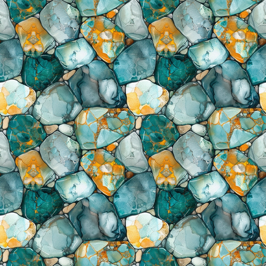 Turquoise Gemstone Pattern 4 Quilting Cotton Fabric