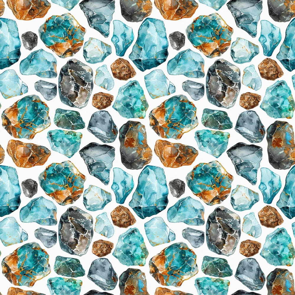 Turquoise Gemstone Pattern 9 Quilting Cotton Fabric