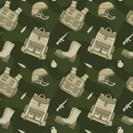Soldier Gear Pattern 1 Quilting Cotton Fabric