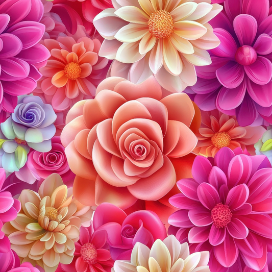 3D Colorful Florals Pattern 6 Quilting Cotton Fabric
