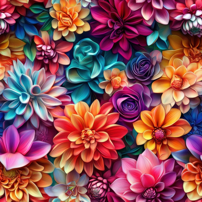 3D Colorful Florals Pattern 8 Quilting Cotton Fabric