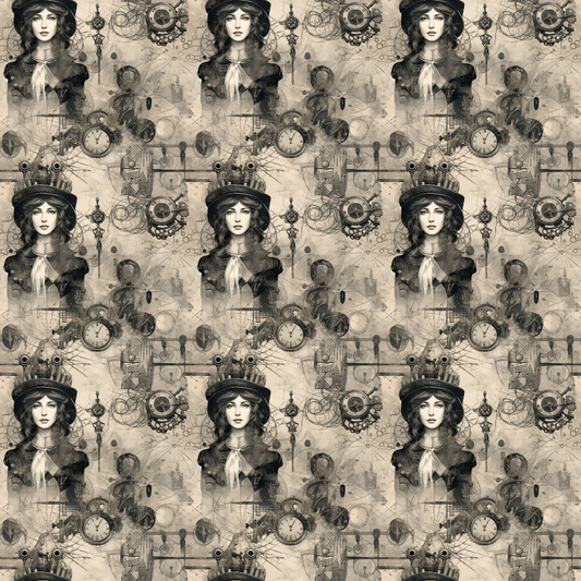 Goth Steampunk Pattern 2 Quilting Cotton Fabric