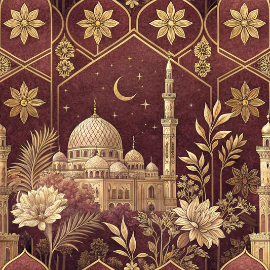 Islamic Red Pattern 10 Quilting Cotton Fabric