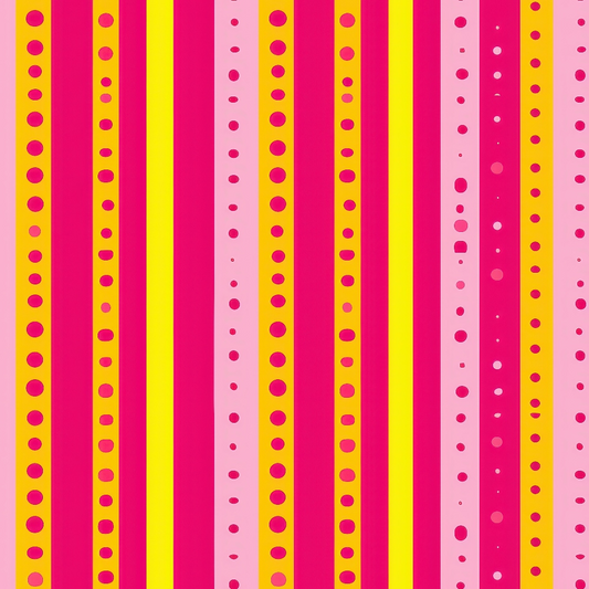 Pink and Yellow Dotted Stripes Pattern 5 Quilting Cotton Fabric