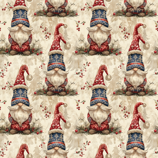 Classic Christmas Gnomes Pattern 5 Quilting Cotton Fabric