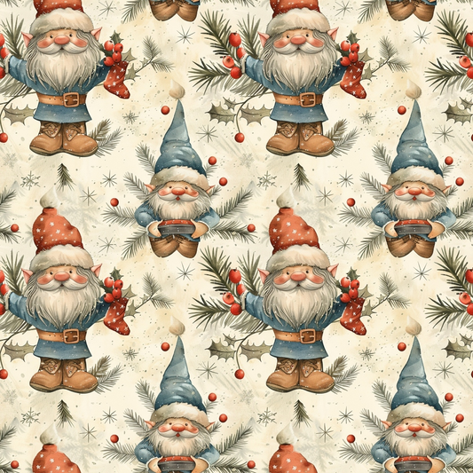 Classic Christmas Gnomes Pattern 9 Quilting Cotton Fabric