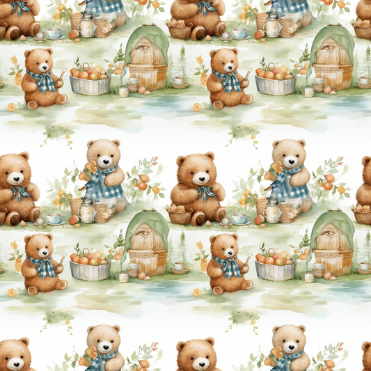 Classic Teddy Bear Pattern 1 Quilting Cotton Fabric