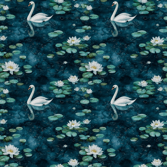 Swan in the Pond Pattern 13 Quilting Cotton Fabric