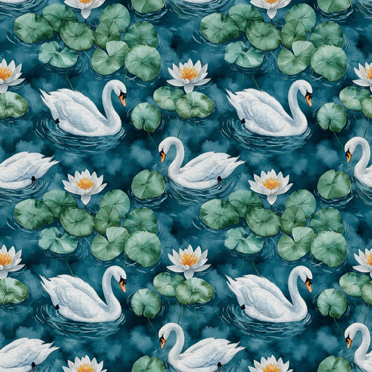 Swan in the Pond Pattern 15 Quilting Cotton Fabric