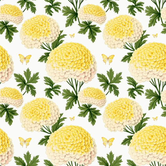 Floral Yellow Cottage Gardens Pattern 11 Quilting Cotton Fabric