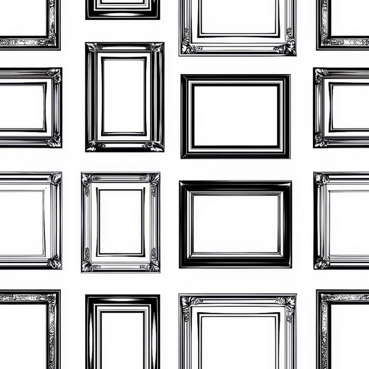 Black and White Picture Frames Pattern Quilting Cotton Fabric