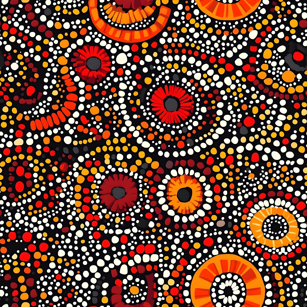 Aboriginal Circles and Dots Pattern 2 Quilting Cotton Fabric