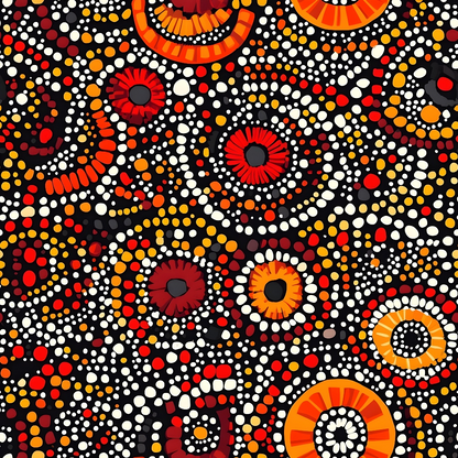 Aboriginal Circles and Dots Pattern 2 Quilting Cotton Fabric