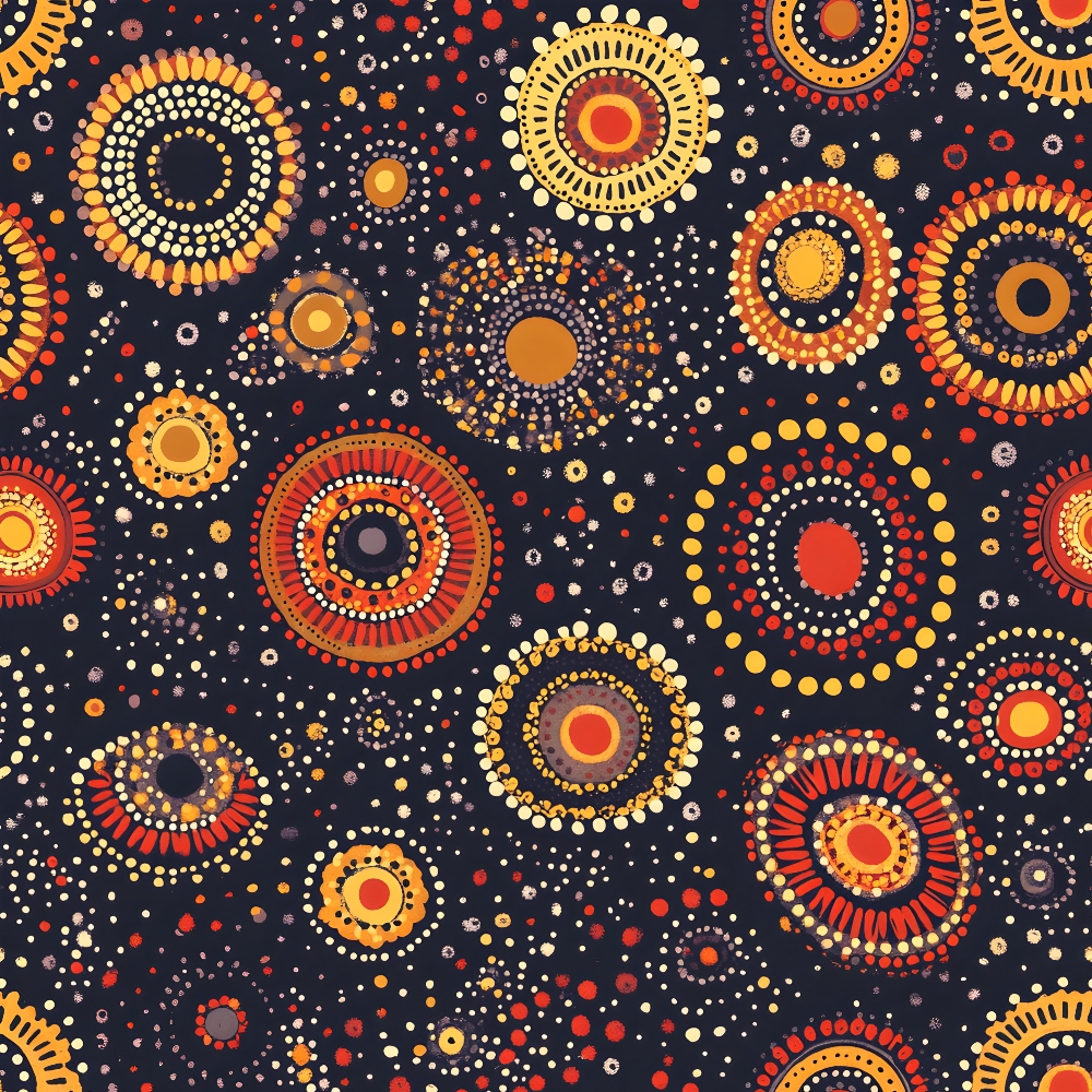 Aboriginal Circles and Dots Pattern 8 Quilting Cotton Fabric