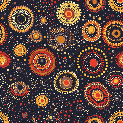 Aboriginal Circles and Dots Pattern 8 Quilting Cotton Fabric