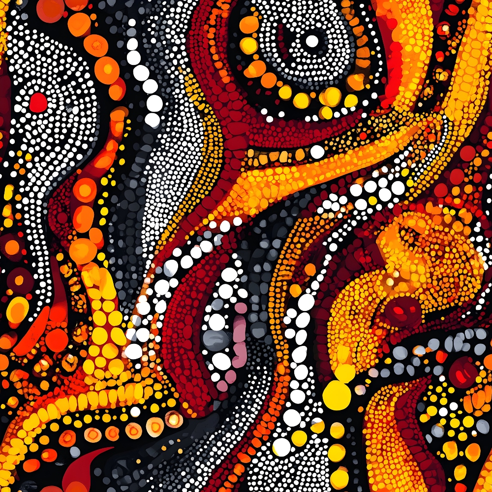 Aboriginal Circles and Dots Pattern 20 Quilting Cotton Fabric