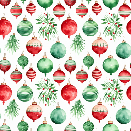 Red and Green Watercolor Christmas Pattern 1 Quilting Cotton Fabric